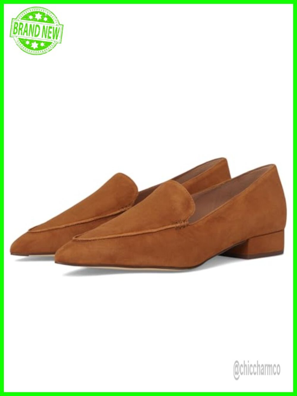 Leather Pointed Toe Venetian Loafers with Box Stitch Detail and Foam Sock Liner